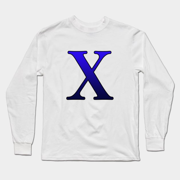 Blue Roman Numeral 10 X Long Sleeve T-Shirt by Numerica